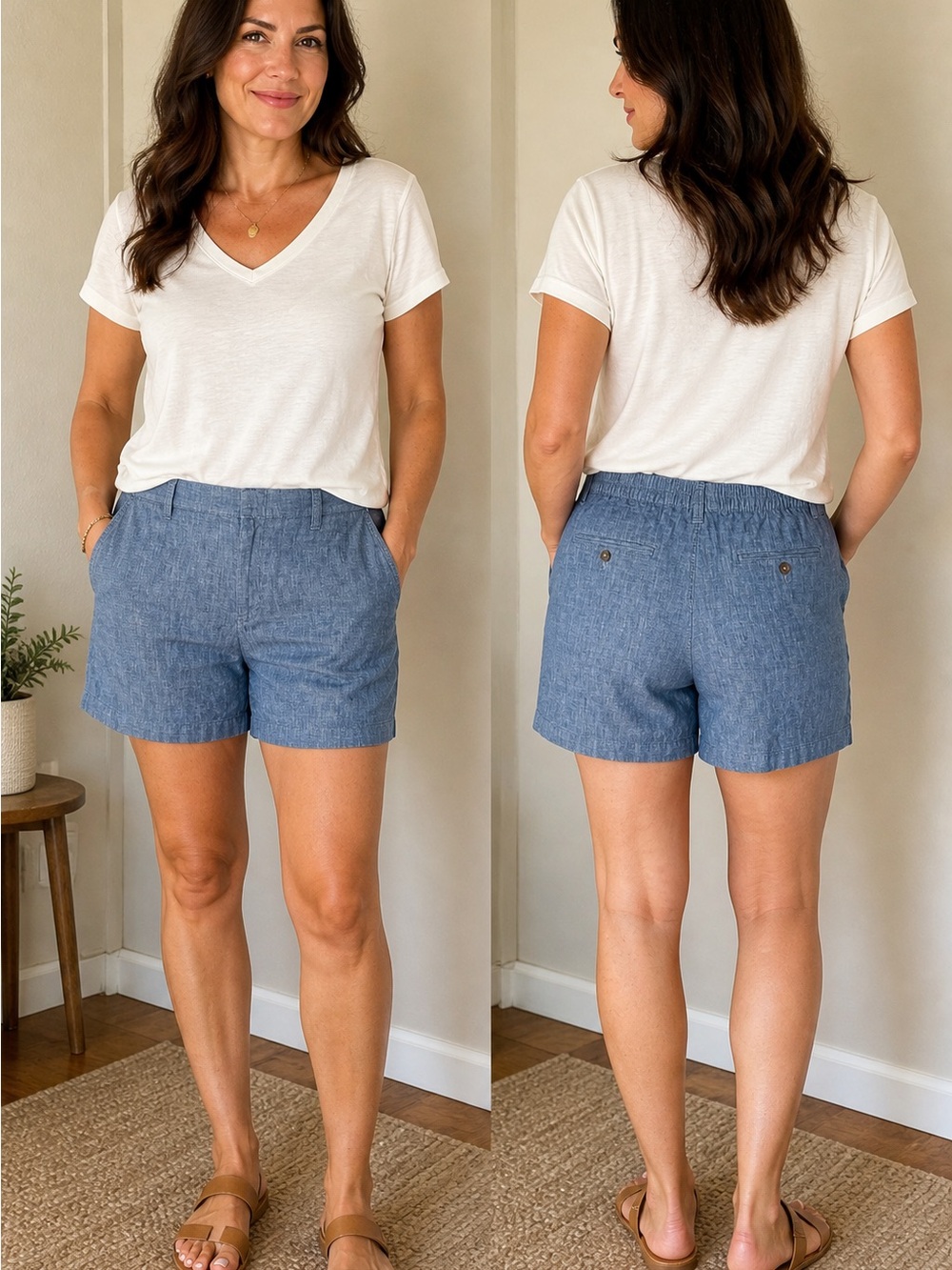 Lands' End Chambray Shorts Size 12
Elastic Back Waist Pockets